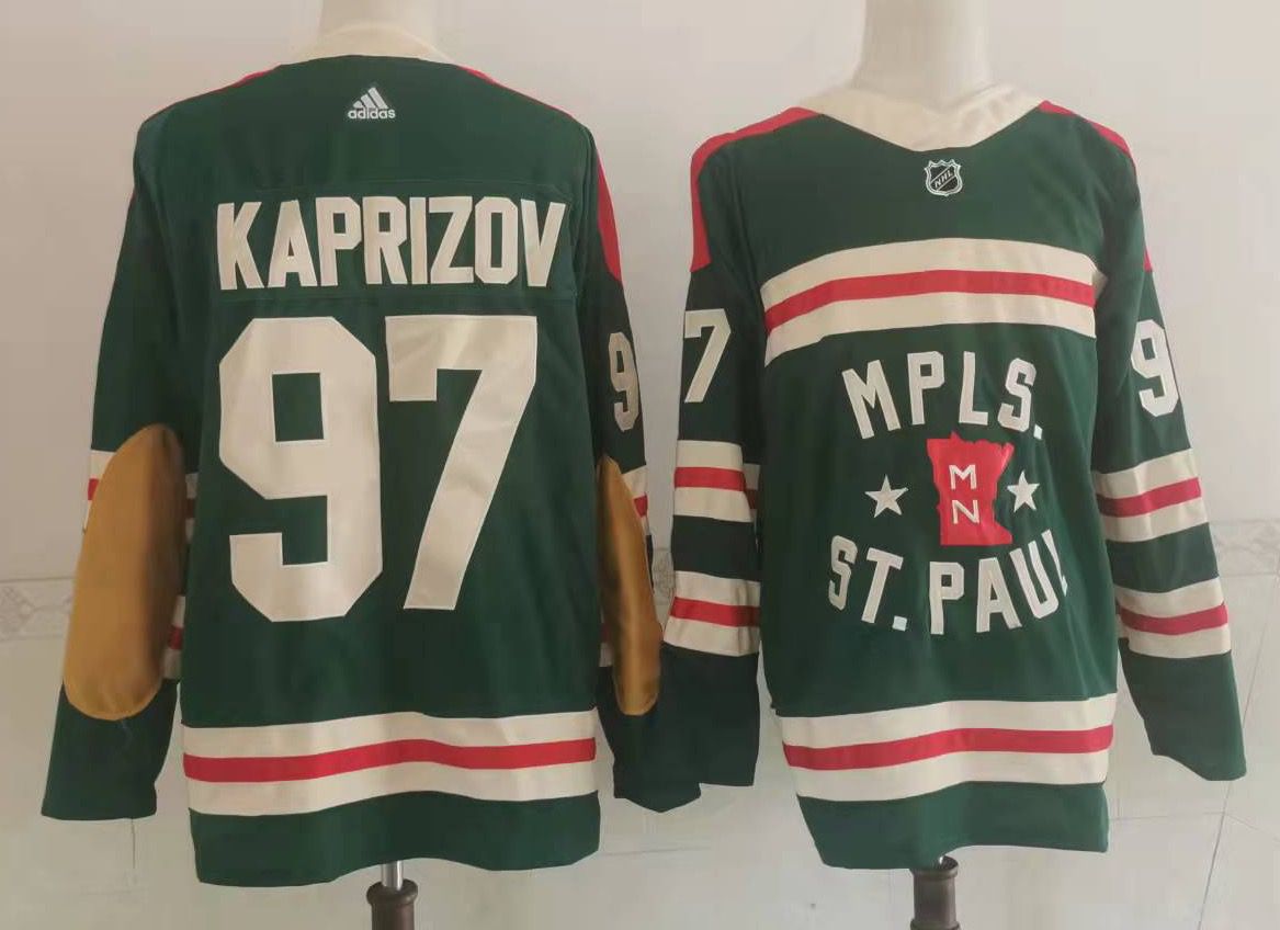 Cheap Men Minnesota Wild 97 Kaprizov Green Classic Edition 2022 Adidas NHL Jersey